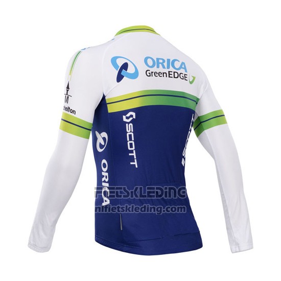 2014 Fietskleding Orica GreenEDGE Wit en Blauw Lange Mouwen en Koersbroek